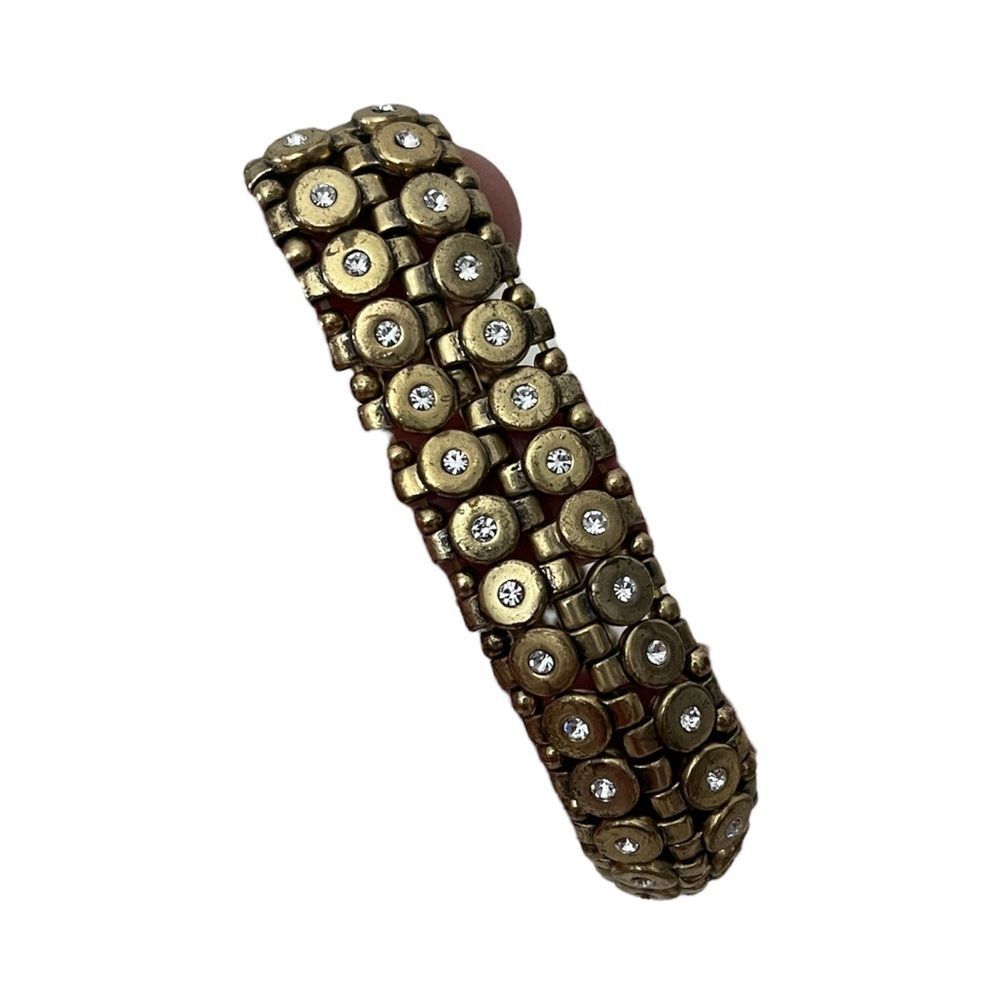 J. Crew Brushed Gold Tone Jeweled Stretch Bracelet